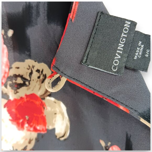 COVINGTON-Women's Ruffle Front Tank Top-Dressy-Black-Red-Work-Casual-Summer - Picture 14 of 15